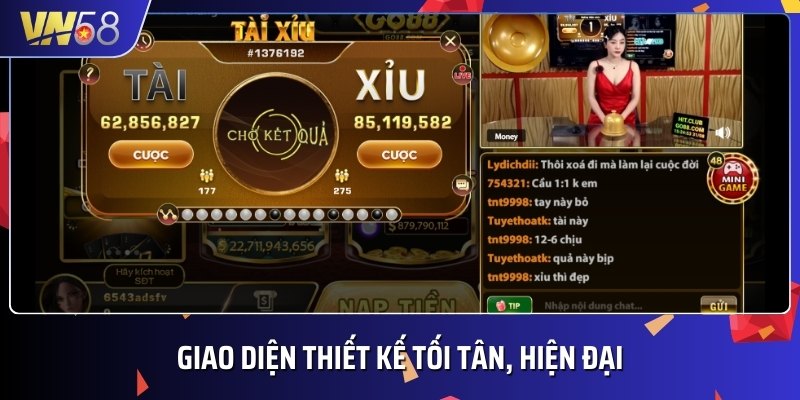 Giao diện của game Tài xỉu Live được thiết kế tinh tế, hiện đại